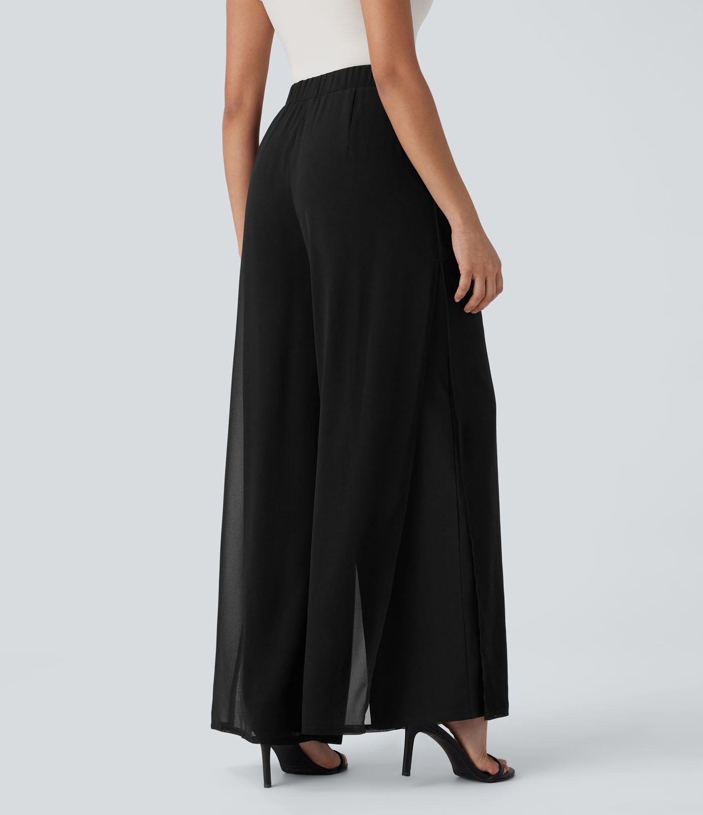 Breezeful™ - Fließende Stoffhose mit hohem Bund, Seitentaschen, unsichtbarem Reißverschluss und geradem Bein - schnelltrocknend