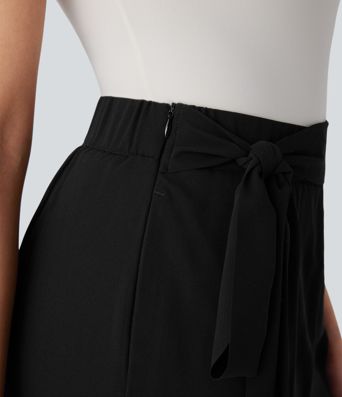 Breezeful™ - Fließende Stoffhose mit hohem Bund, Seitentaschen, unsichtbarem Reißverschluss und geradem Bein - schnelltrocknend