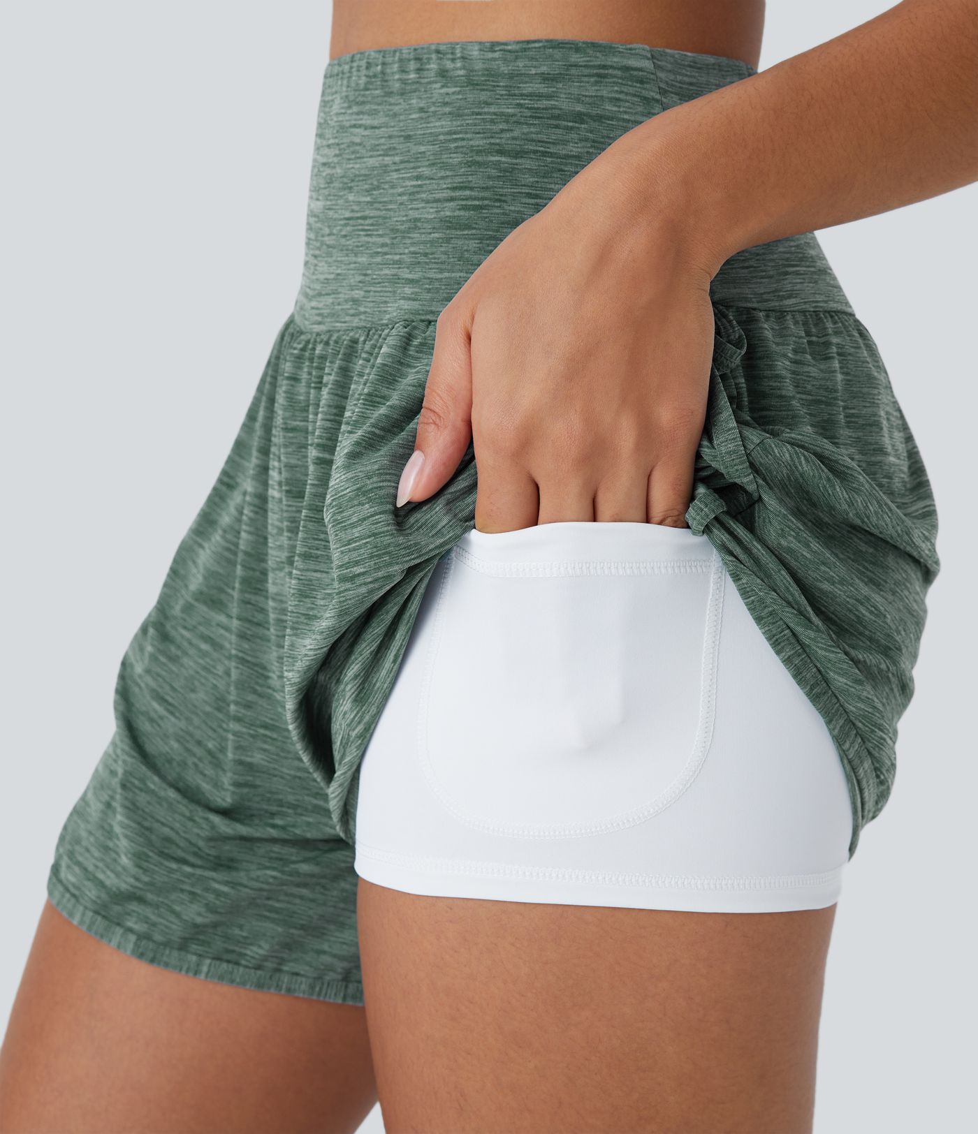 High Waisted 2-in-1 Side Pocket Workout Shorts