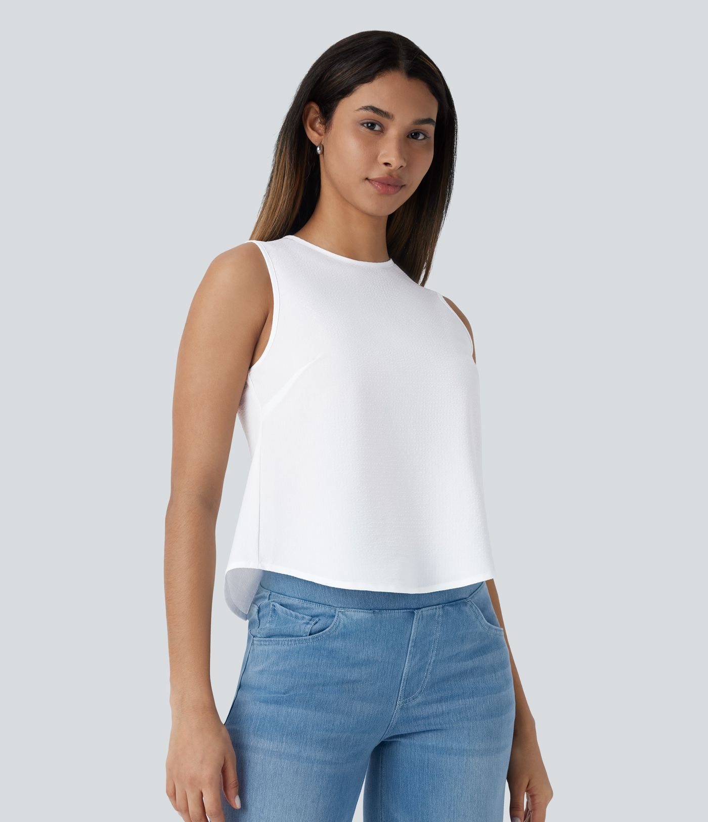 Blusa sin mangas cuello redondo lazo espalda