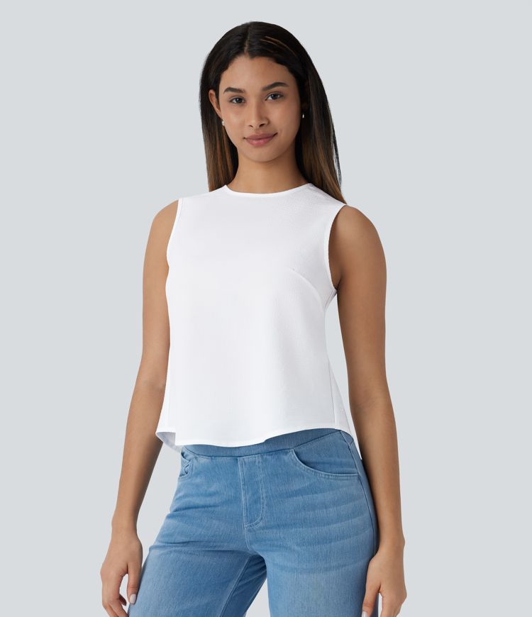 Blusa sin mangas cuello redondo lazo espalda