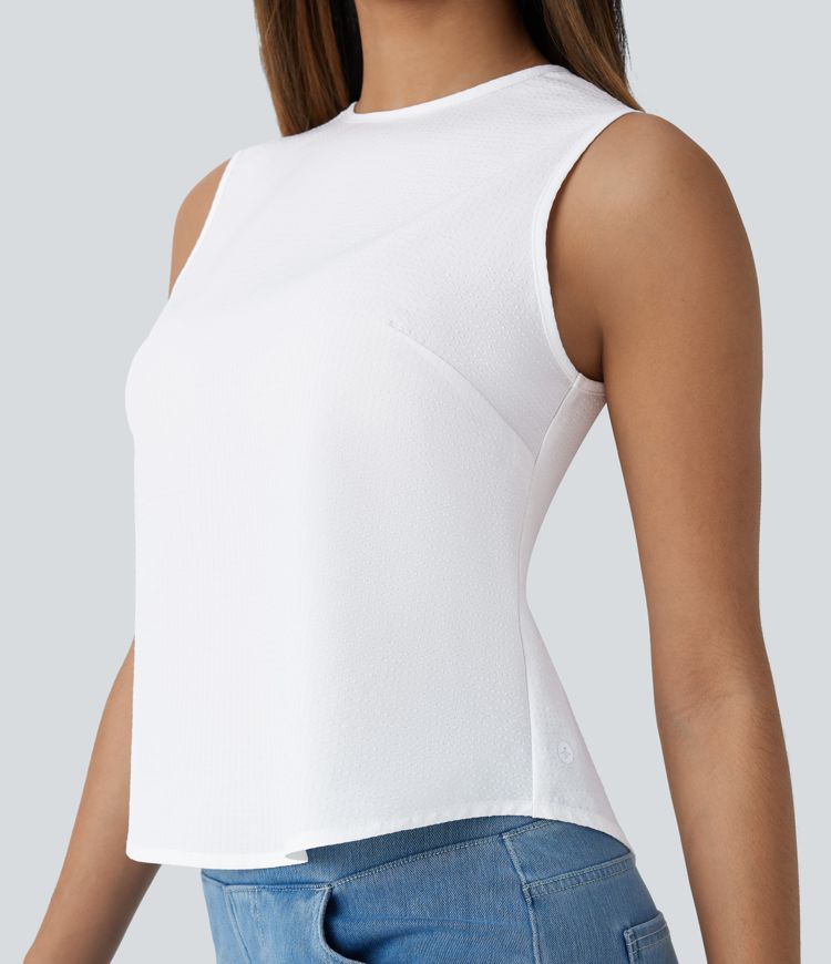 Blusa sin mangas cuello redondo lazo espalda