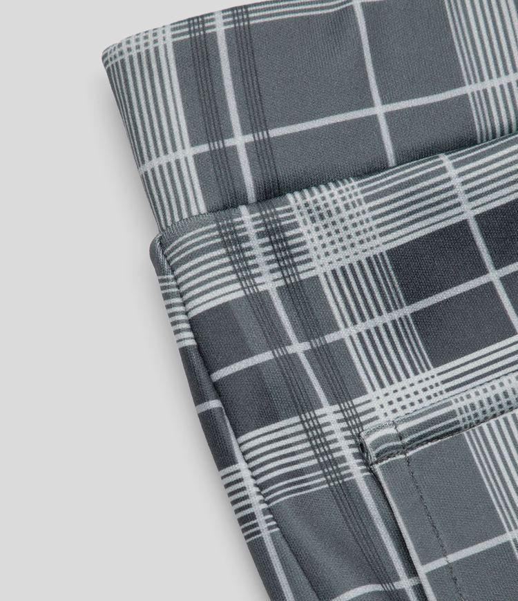 High Waist Pocket Check Pattern Flare Casual Pants