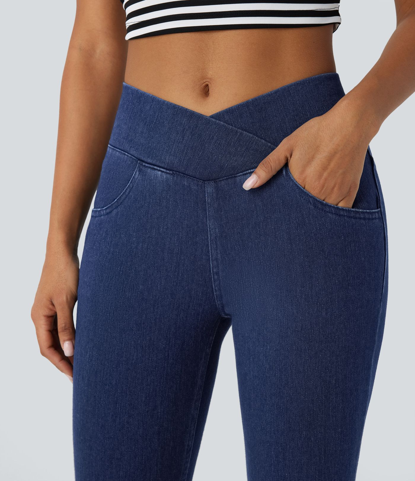 Halara Flex™ High Waisted Crossover Pockets Denim Work Leggings