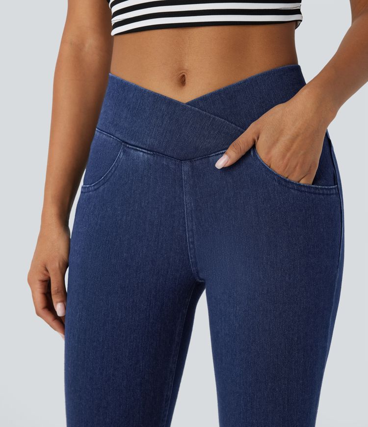 Halara Flex™ High Waisted Crossover Pockets Denim Work Leggings