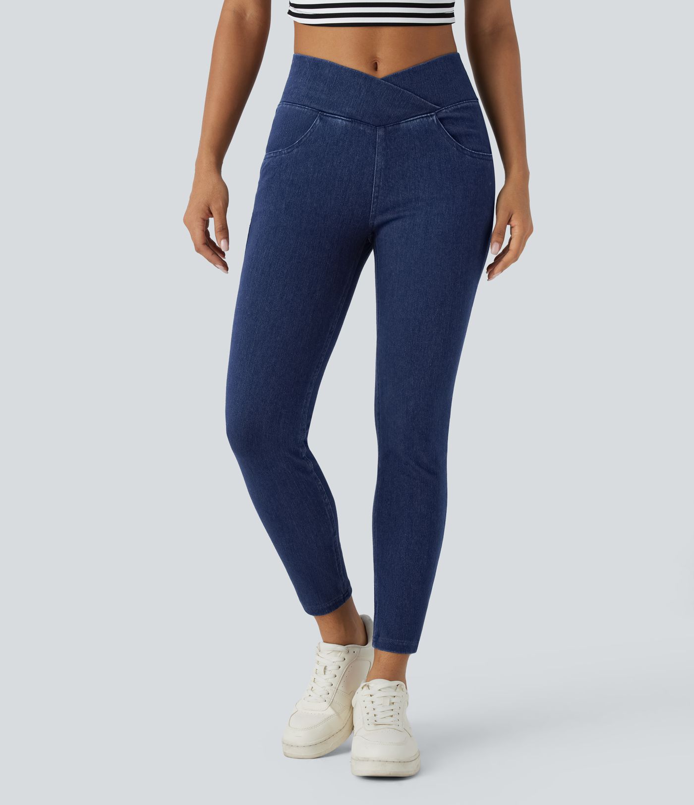Halara Flex™ High Waisted Crossover Pockets Denim Work Leggings