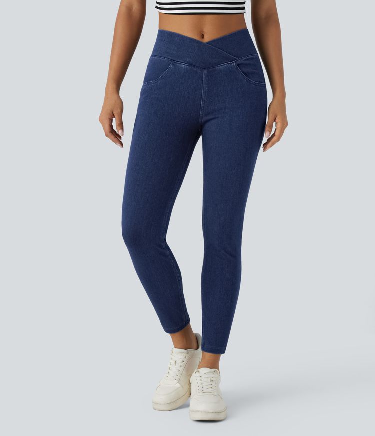 Halara Flex™ High Waisted Crossover Pockets Denim Work Leggings