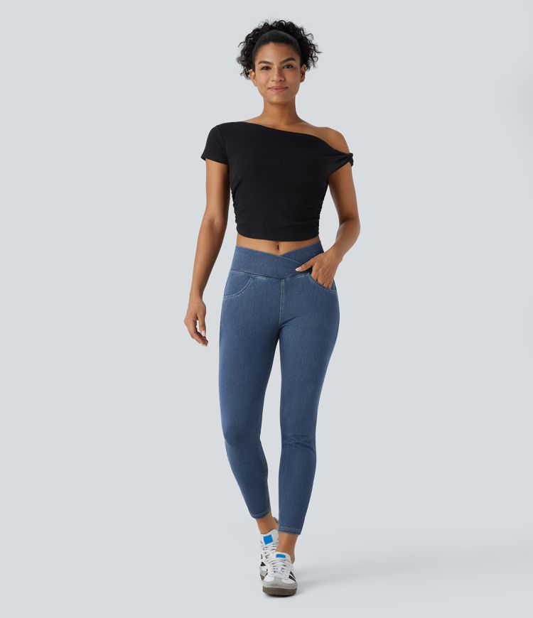 Halara Flex™ High Waisted Crossover Pockets Denim Work Leggings