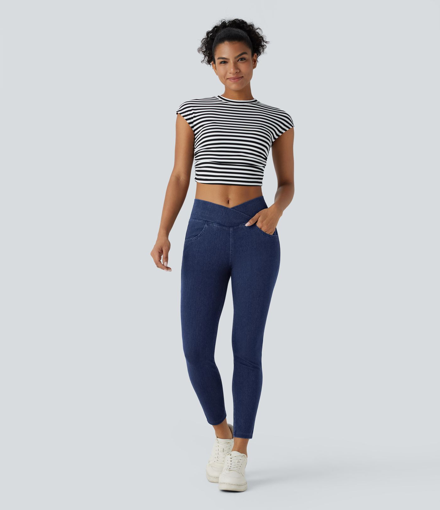 Halara Flex™ High Waisted Crossover Pockets Denim Work Leggings