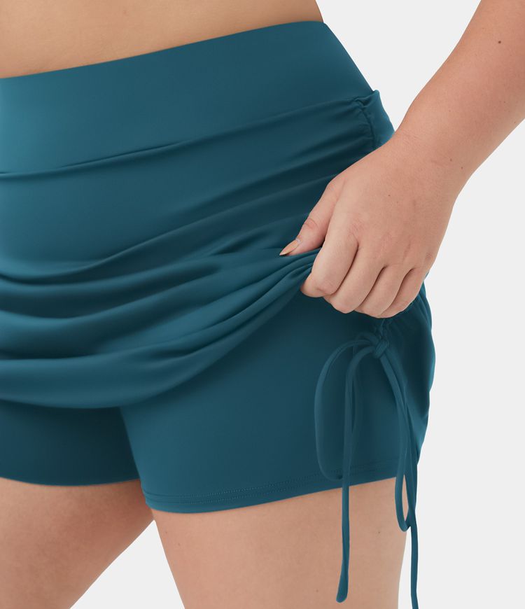Women’s Mid Rise Side Drawstring 2in1 Plus Size Skirt Halara