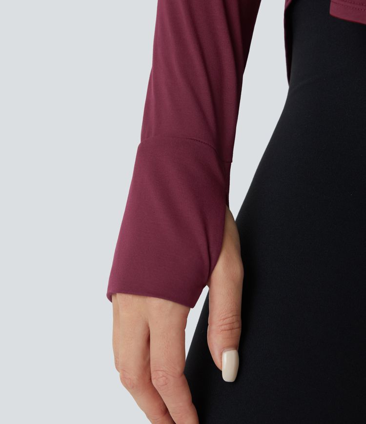 Haut de sport/yoga dos bénitier avec encolure ronde, passe-pouces et ourlet arrondi