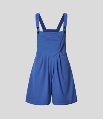 Pockets Waffle Casual Short Overalls