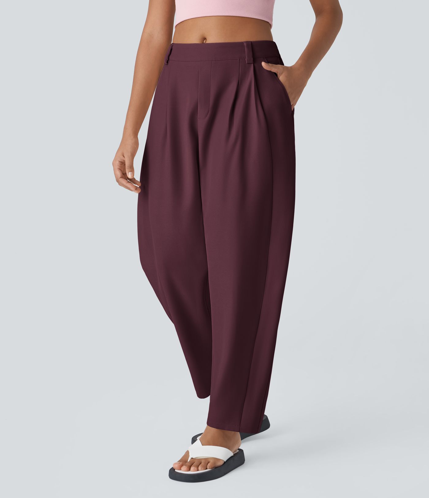 Pantalon tailleur Halara Flex™ barrel, taille mi-haute, avec poche