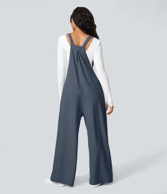 Pockets Waffle Casual Overalls