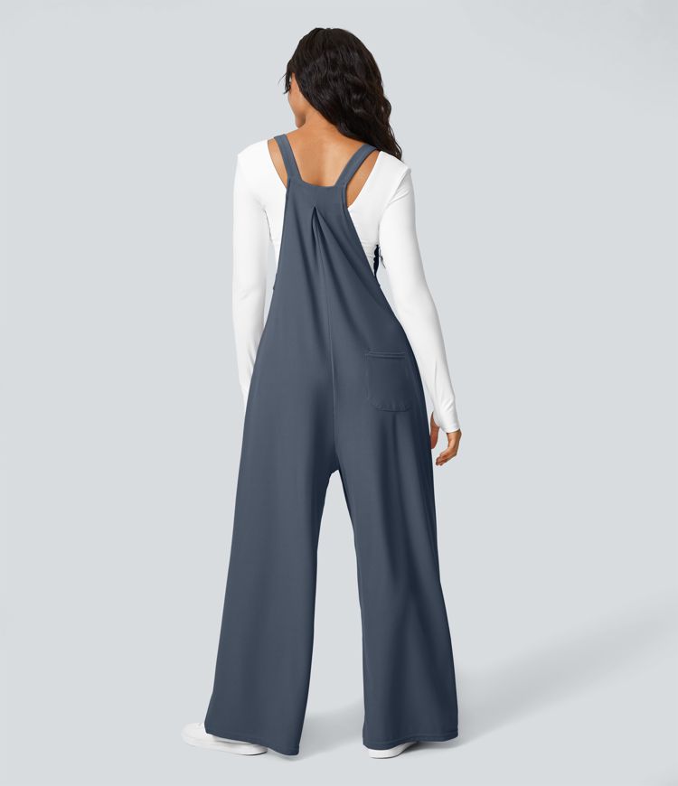 Pockets Waffle Casual Overalls