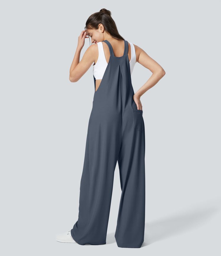 Pockets Waffle Casual Overalls