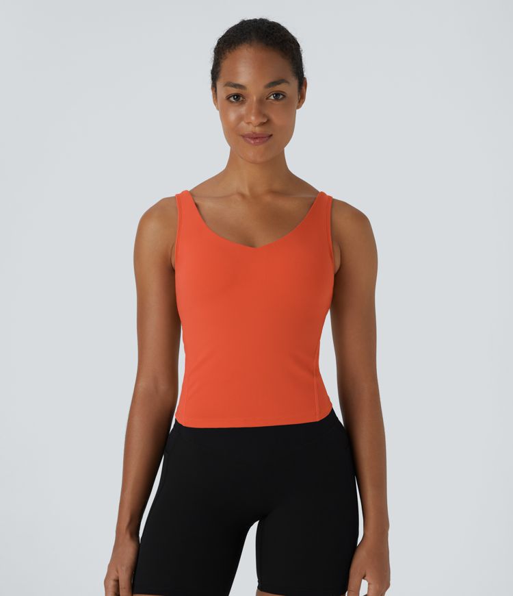 SoftlyZero™ Plush Padded V Neck Plain Tank Top