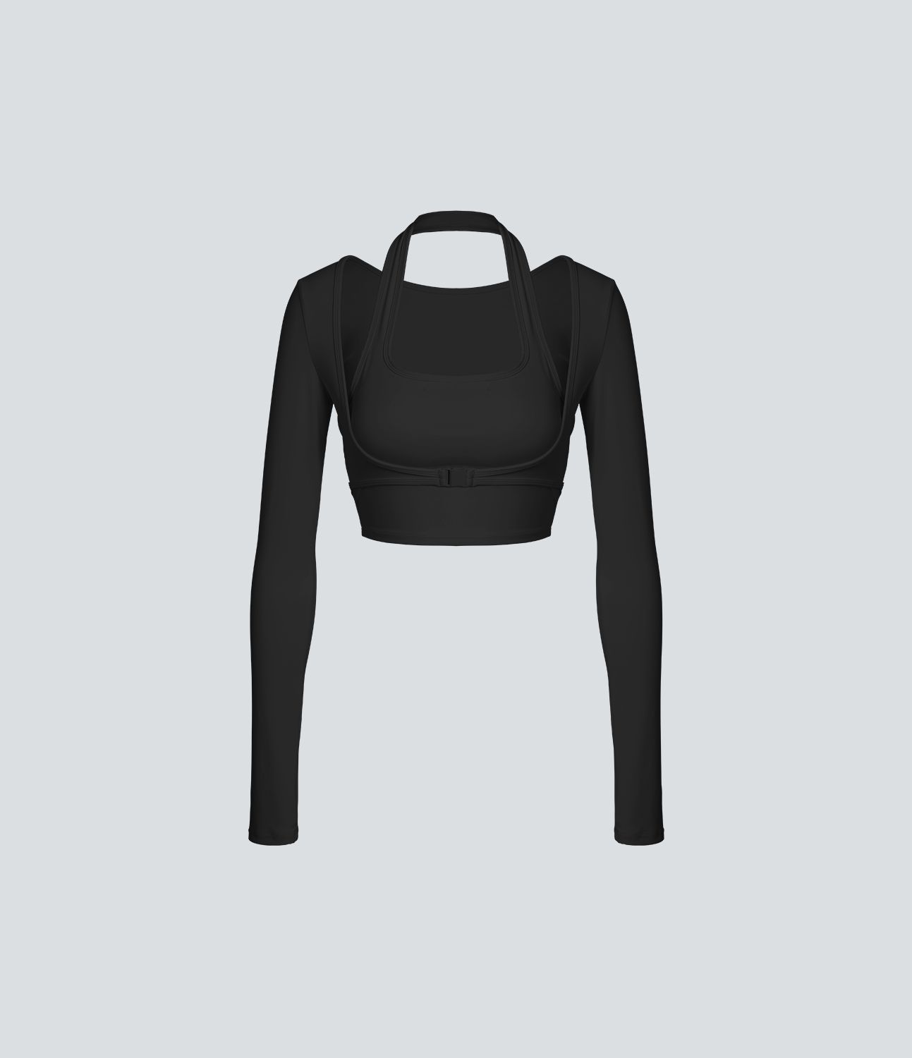 SoftlyZero™ Plush Halter Thumb Hole Long Sleeve Cropped 2-in-1 Yoga Sports Top