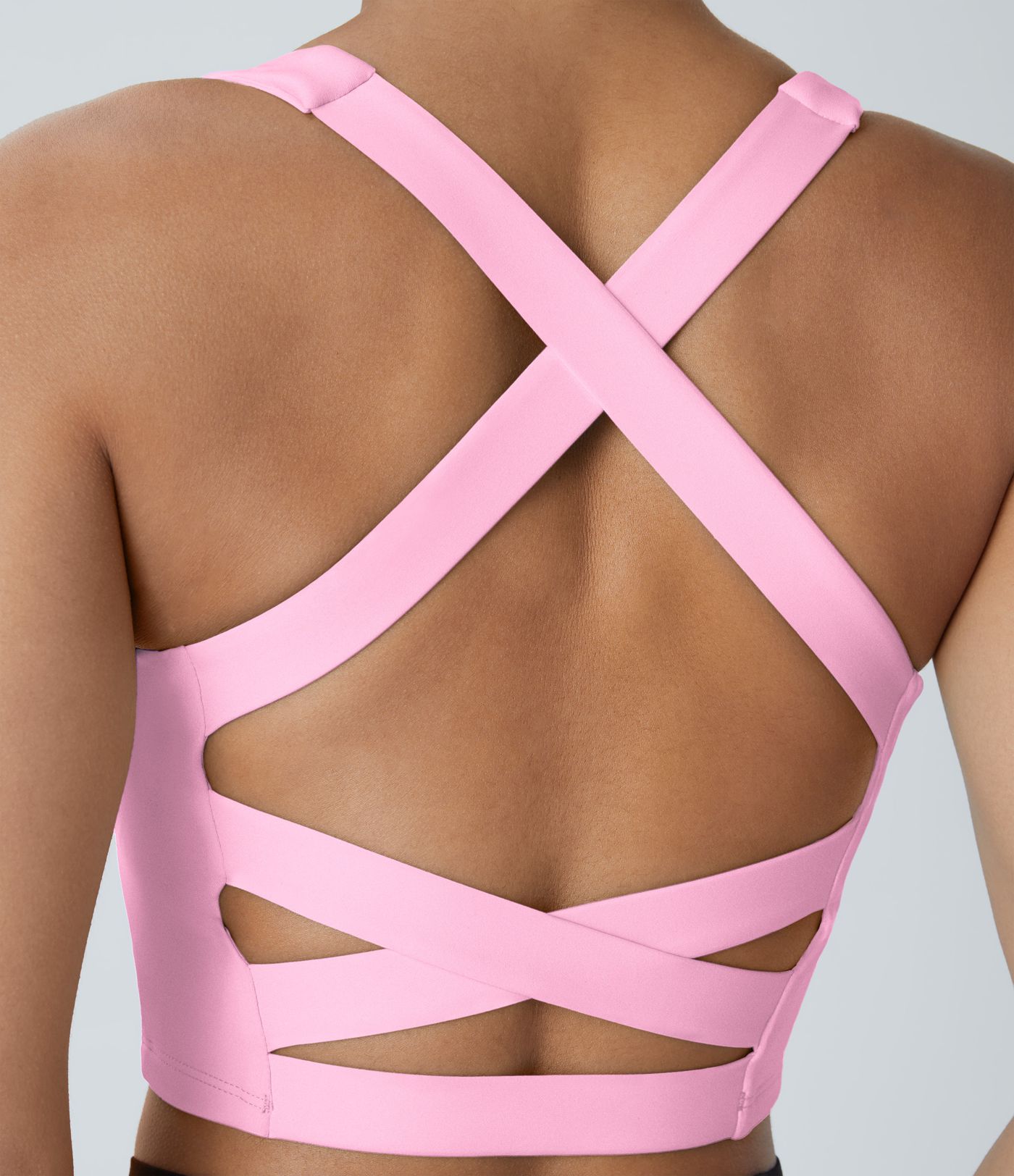 SoftlyZero™ Débardeur de yoga carré aérien sans dos avec bretelles croisées et toucher frais - UPF50+ Bonnets A-C