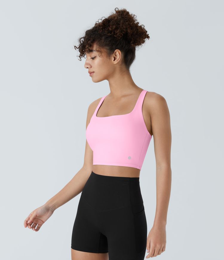 SoftlyZero™ Débardeur de yoga carré aérien sans dos avec bretelles croisées et toucher frais - UPF50+ Bonnets A-C