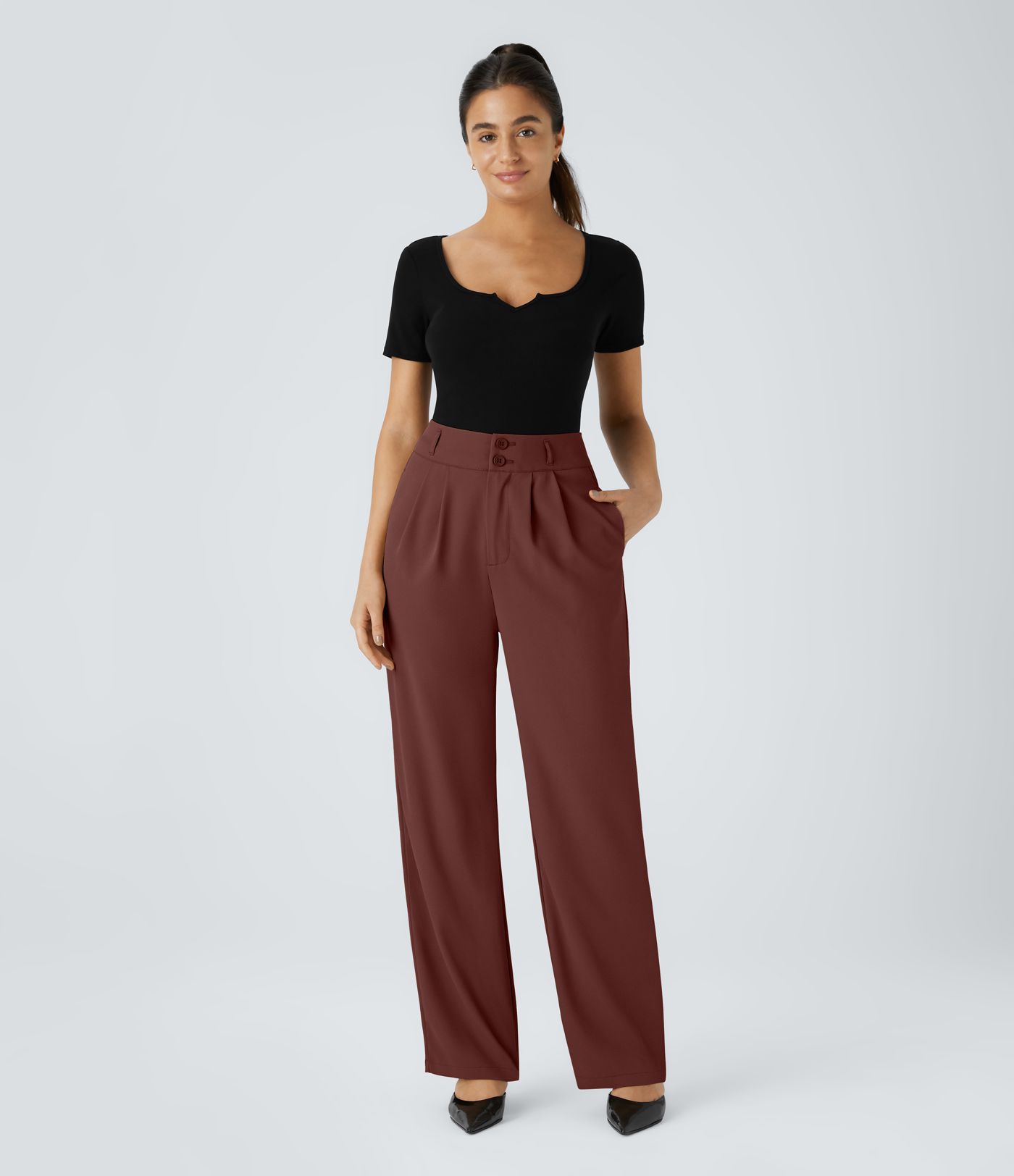 Halara Flex™ High Waisted Zipper Pocket Shirred Straight Leg Work Pants