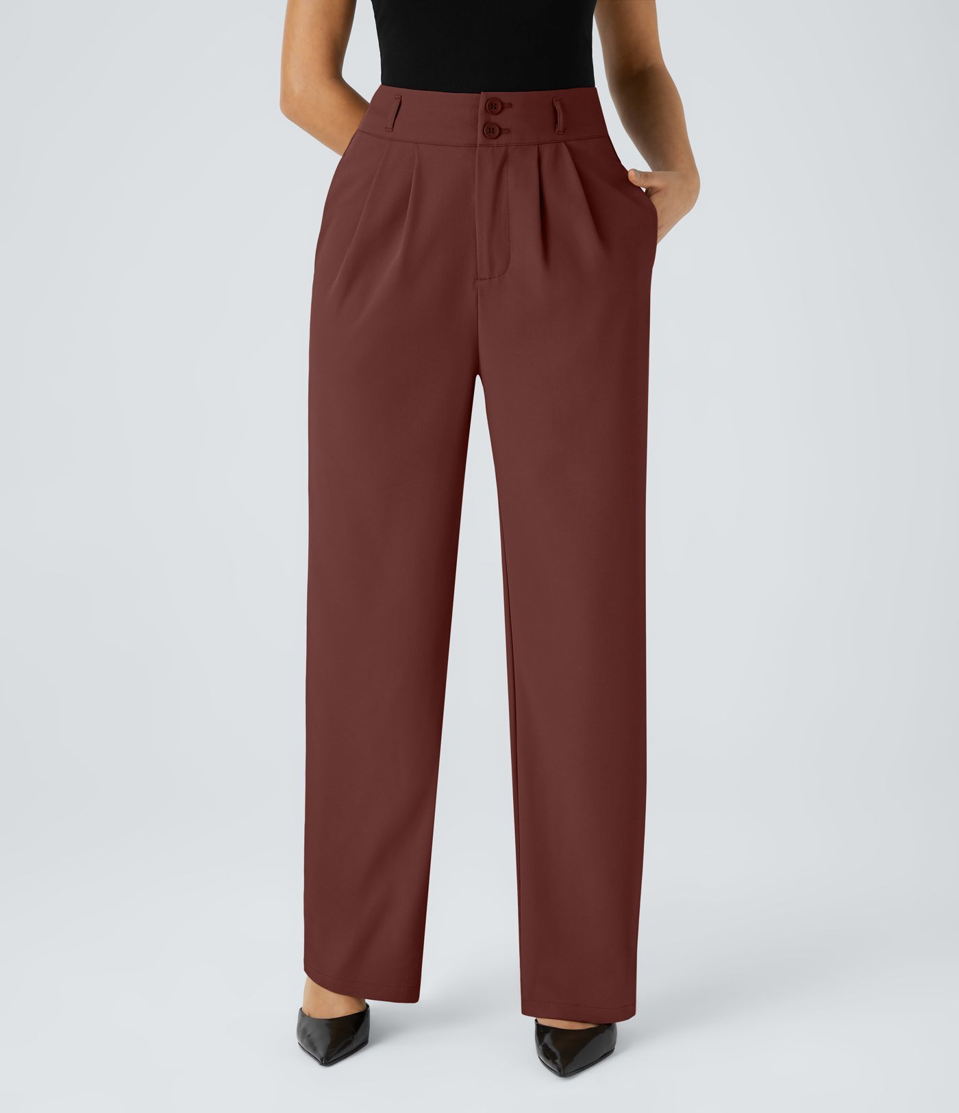 Halara Flex™ High Waisted Zipper Pocket Shirred Straight Leg Work Pants