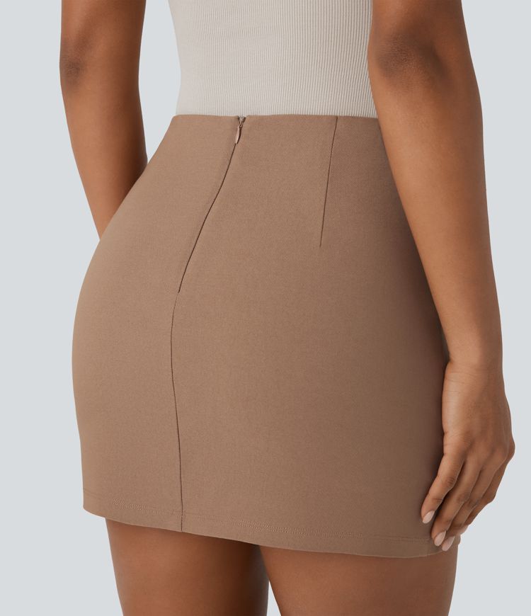 Freizeit-Minirock in A-Linie mit hohem Bund und unsichtbarem Reißverschluss