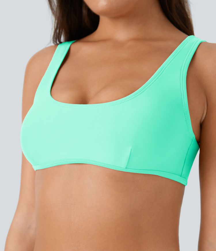 Solid U Neck Bikini Top Swimsuit