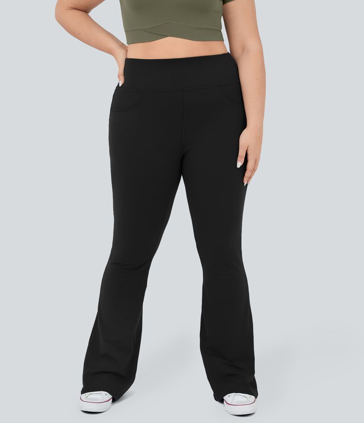 High Waisted Pocket Flare Yoga Plus Size Leggings