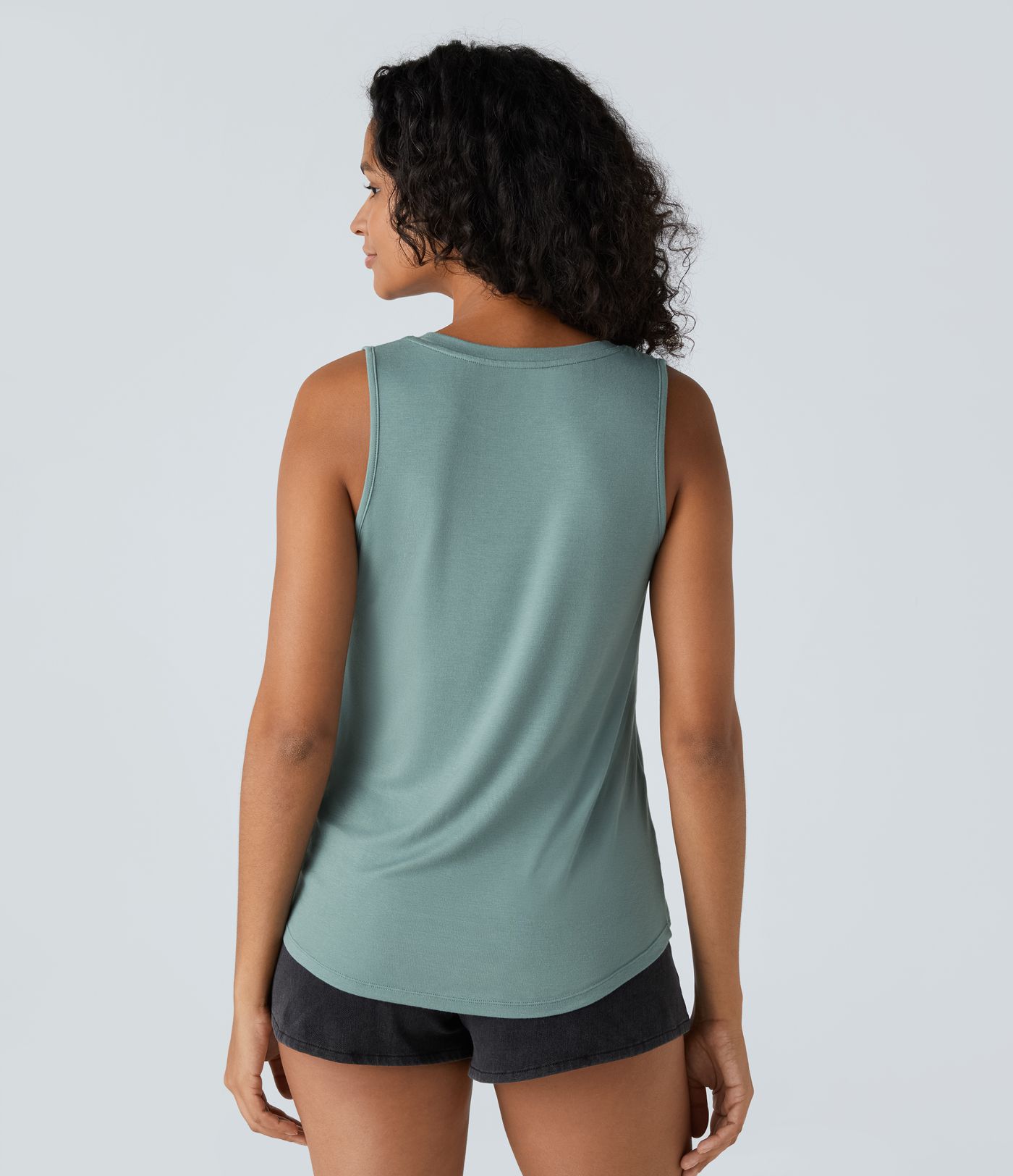 Ribbed Round Neck Basic Casual Tank Top