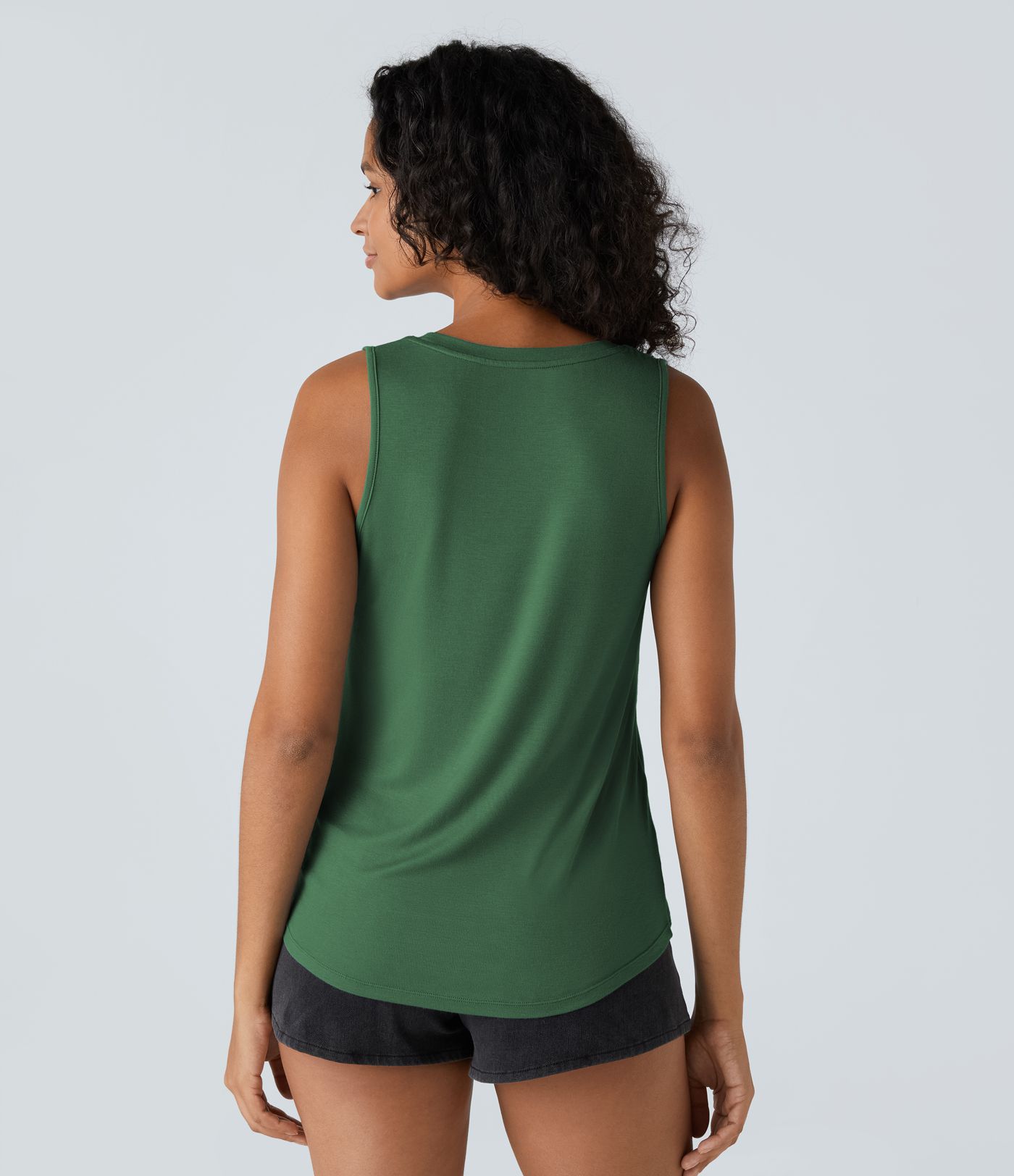 Ribbed Round Neck Basic Casual Tank Top