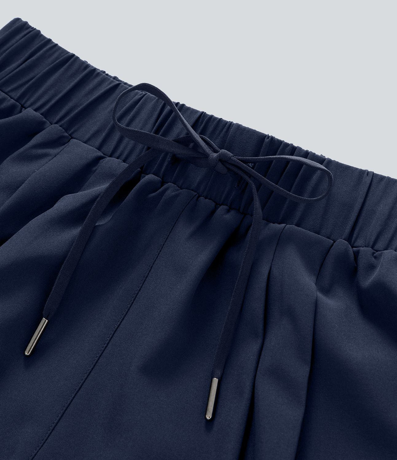 Mid Rise Elastic Waistband Drawstring Ruched Side Pocket Casual Shorts 3"