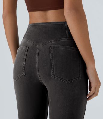 Halara Flex™ High Waisted Crossover Pocket Washed Casual Jeans