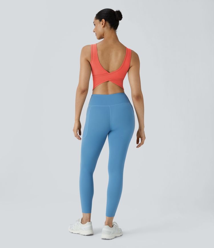 Rückenfreies Crossover-Tanz-Tanktop mit U-Ausschnitt - A-C Cups