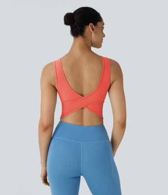 Rückenfreies Crossover-Tanz-Tanktop mit U-Ausschnitt - A-C Cups