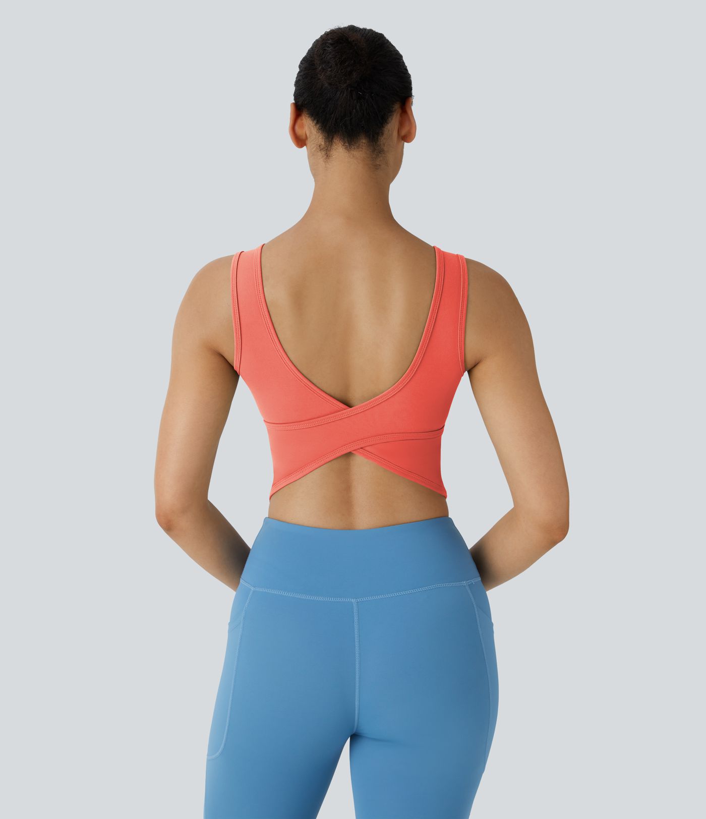 Rückenfreies Crossover-Tanz-Tanktop mit U-Ausschnitt - A-C Cups