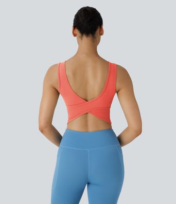 Rückenfreies Crossover-Tanz-Tanktop mit U-Ausschnitt - A-C Cups