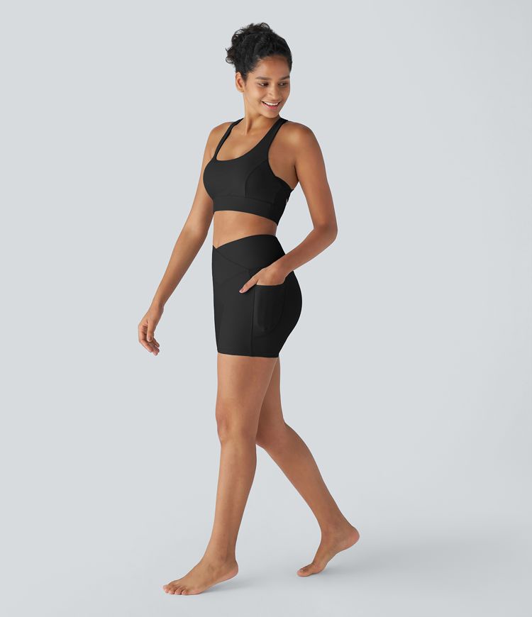 Land to Water Hohe Taille Überkreuz-Tasche Yoga Bikini Unterteil Badeanzug