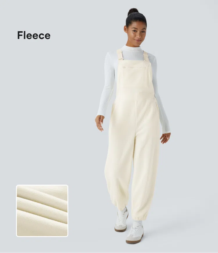 Pockets Fleece Casual Jogger Overalls