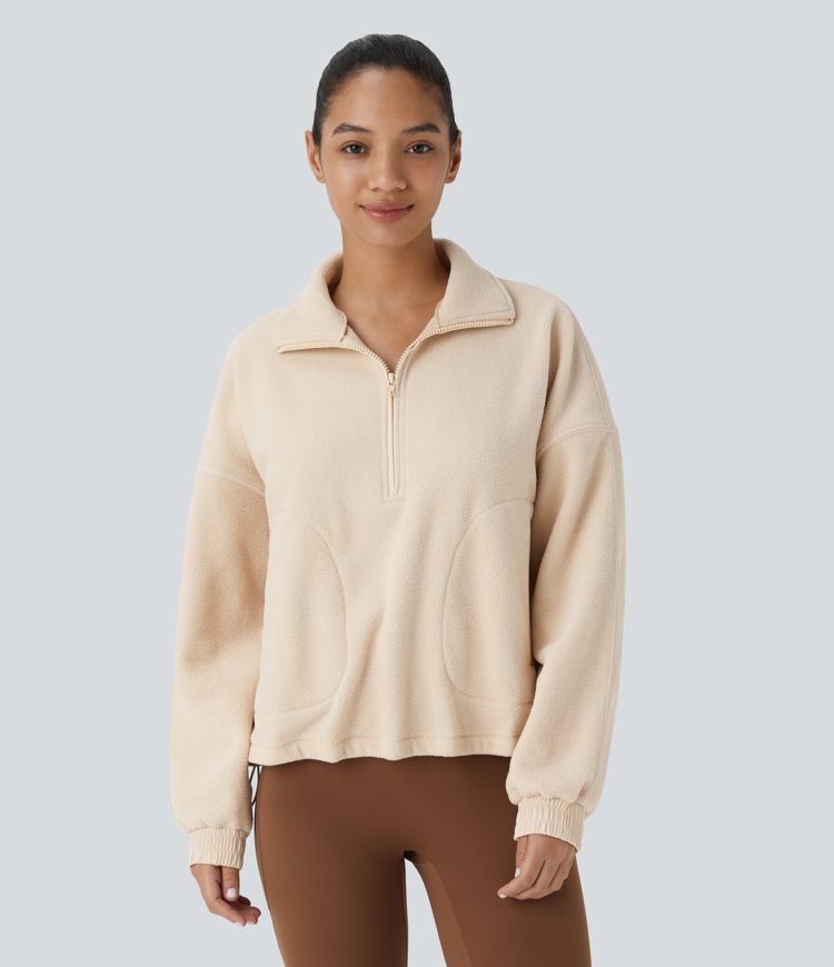 Sweat-shirt de randonnée en polaire avec col et demi-zip