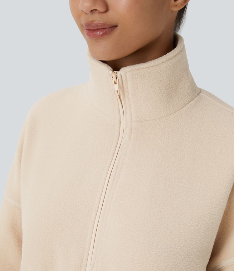 Sweat-shirt de randonnée en polaire avec col et demi-zip