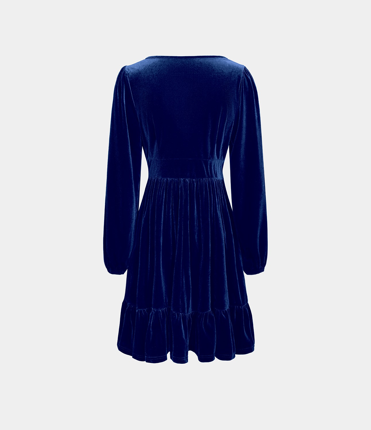 Quotidien Robe de Soirée Mini en Velours à Encolure en V Profond et Ourlet Volanté