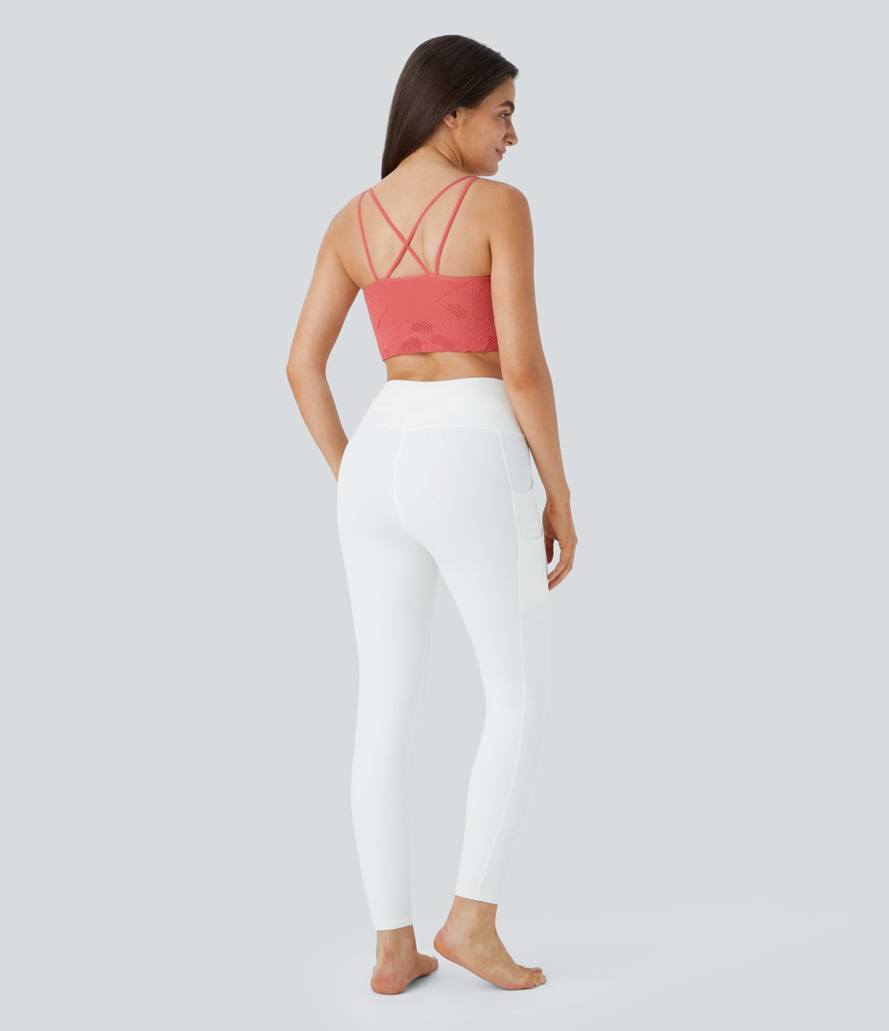 Seamless Flow Low Support Backless Criss Cross Jacquard Yoga Sports Bra