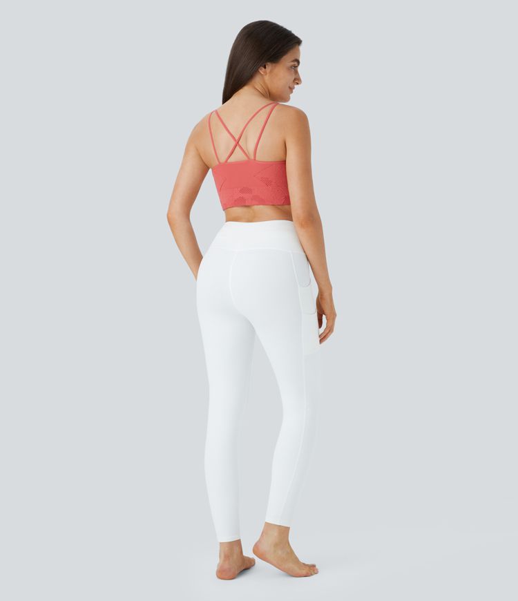 Seamless Flow Low Support Backless Criss Cross Jacquard Yoga Sports Bra