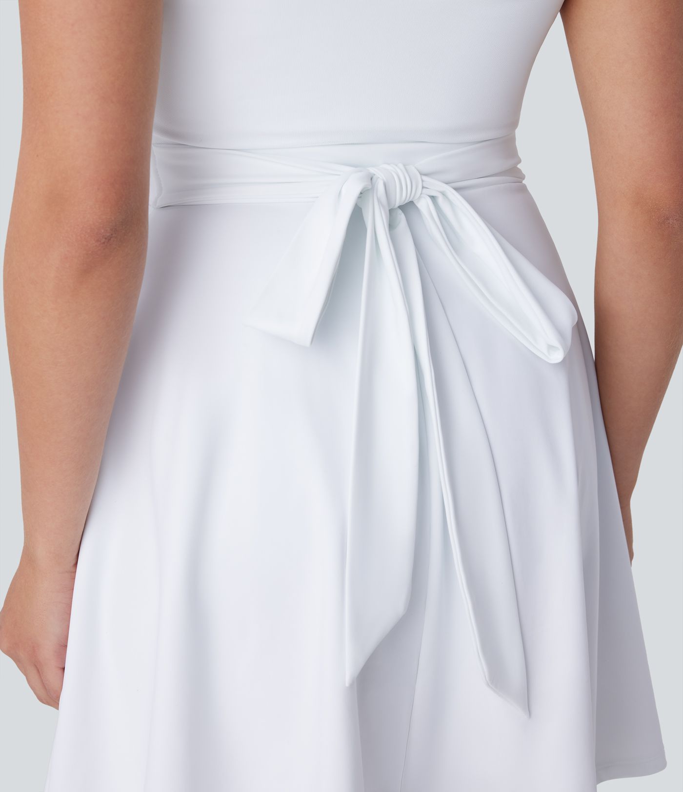 Softlyzero™ Airy Backless Contrast Mesh Tie Back Side Pocket  Bridesmaid and Wedding Guest Dress-UPF50+