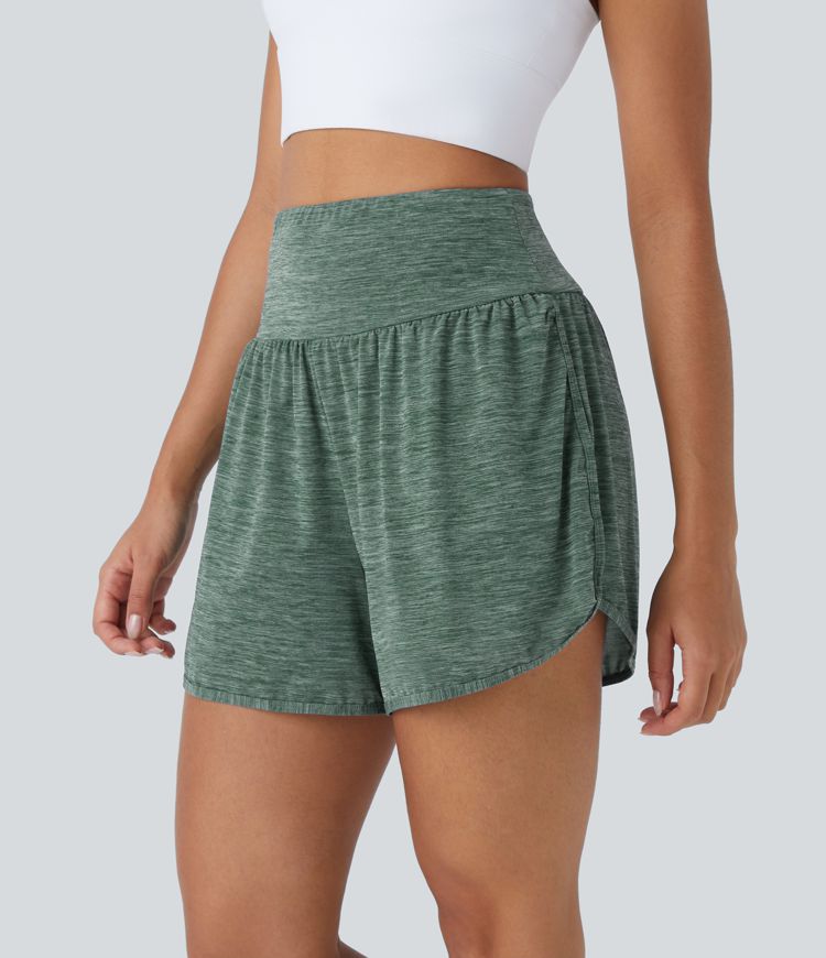 Short Sport 2-en-1 Taille Haute avec Poches Latérales