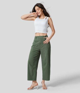 Halara Flex™ Mid Rise Multiple Pockets Colorful Stretchy Knit Casual Tapered Jeans