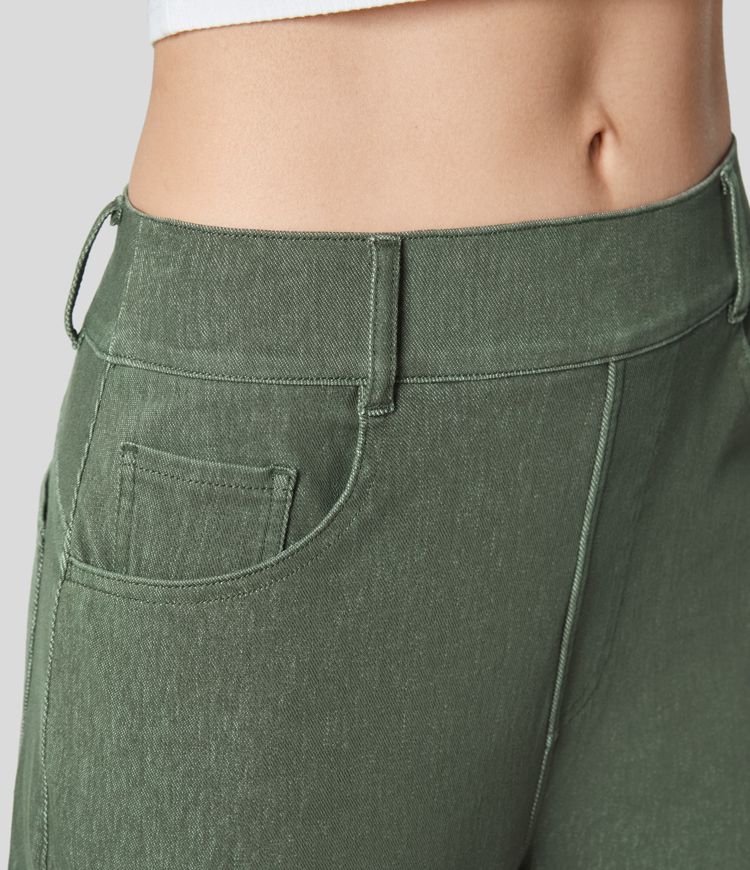 Halara Flex™ Mid Rise Multiple Pockets Colorful Stretchy Knit Casual Tapered Jeans