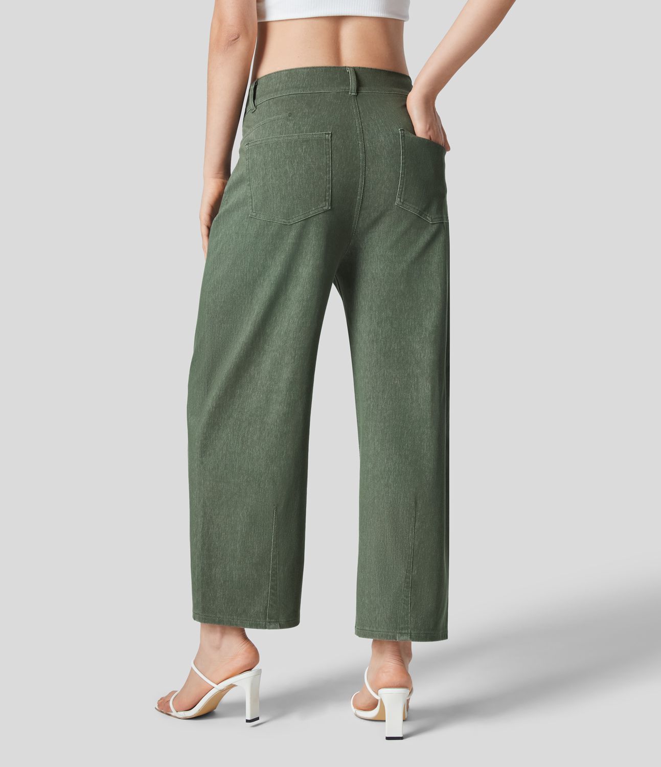 Halara Flex™ Mid Rise Multiple Pockets Colorful Stretchy Knit Casual Tapered Jeans
