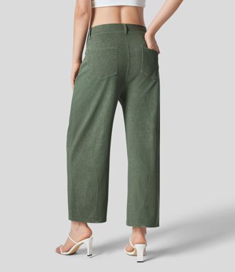 Halara Flex™ Mid Rise Multiple Pockets Colorful Stretchy Knit Casual Tapered Jeans